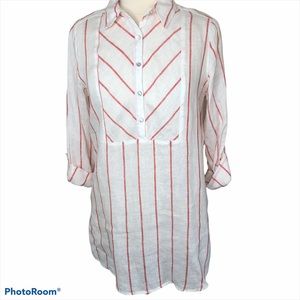 C&C California‎ Linen Stripe Popover Tunic Top S